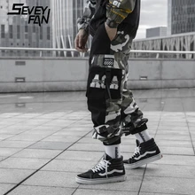 Камуфляжные полосатые брюки карго с накладными карманами для мужчин, хип-хоп, уличная одежда, спортивные штаны, модная повседневная беговая дорожка, брюки-карандаш