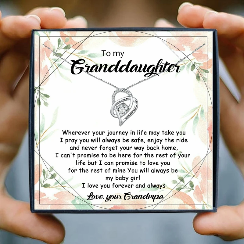 

Подарочное ожерелье для внучки, женское ожерелье с буквой 1 «Love You to the Moon and Back», подвеска с кристаллами в форме сердца, ожерелье, ювелирные изделия