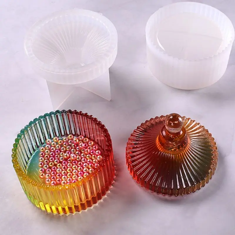 Силиконовые формы DIY хрустальные эпоксидные формы круглые в полоску коробка для хранения ювелирных изделий