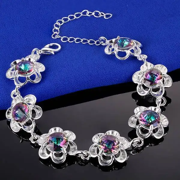 Bague Ringen Новая мода 8x12 мм капли воды очарование Браслеты для Для женщин серебро 925 ювелирные изделия Браслет вечерние свадебный подарок