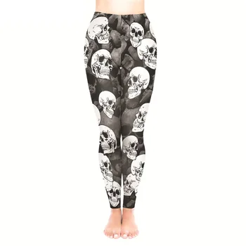 

Goth Skull Printed Leggings Women Skinny High Waist Ankle Pants Female Jogging Trousers Punk Gothic Style Leggings Sweatpants