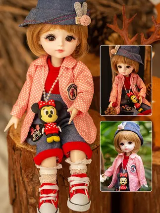 Cute Face 30cm BJD Doll 18 Movable Jointed Pouting DIY Bjd Dolls Princess Toys BJD Round Face long Hair DIY Toy Gift for Girls 13