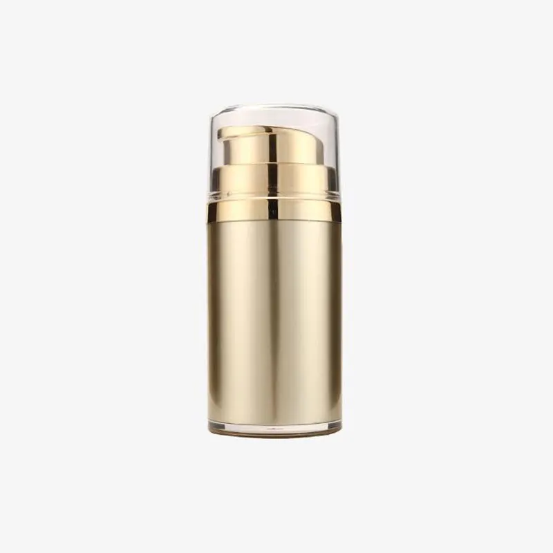 

30 50ml 10pcs/lot Empty Lotion Bottle Refillable Acrylic Vacuum Press Bottle Gold High Quality Skin Care Tool Travel Emulsion