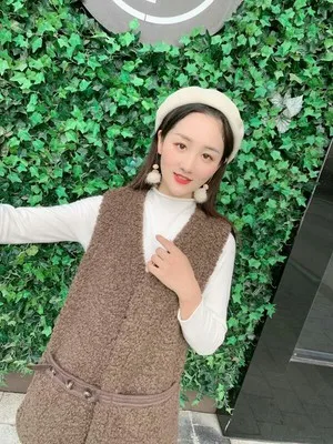 Lambs wool cotton vest women's fur vest new short women's vest jacket winter sheep fur vest JN954