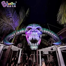 Гигантский 8 метров зеленый надувной череп с светодиодный подсветкой для украшения Хэллоуина/настраиваемый размер череп для отображения игрушек