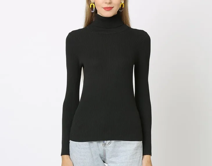 2019 осенний и зимний женский свитер однотонный тонкий пуловер с длинными рукавами