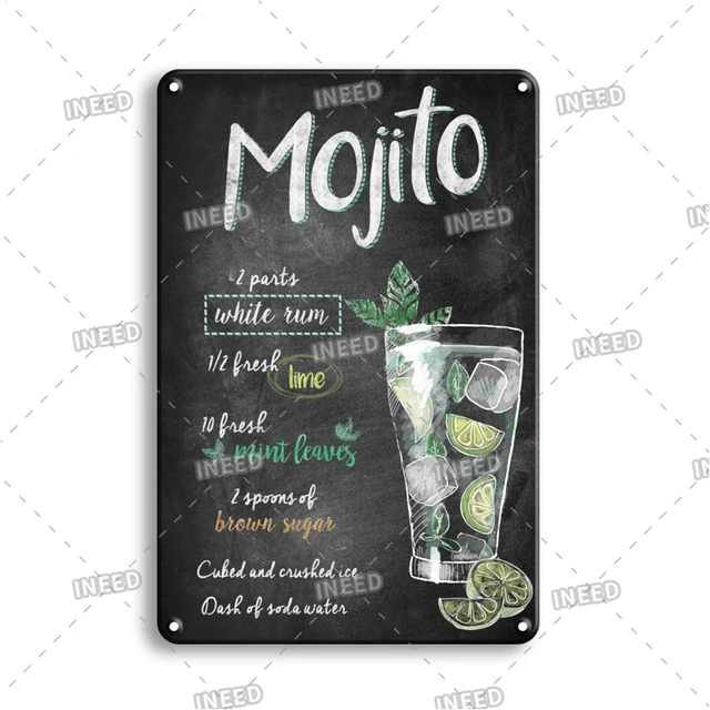INEED Vintage Metal Tin Sign Decorations Gin & Tonic Cocktail Plate Decorative Poster Plaque Retro Bar Kitchen Home Wall Decor 10546