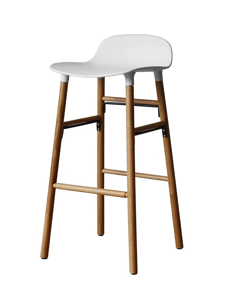 

Nordic Denmark small apartment multifunctional bar chair senior gray bar chair bar stool solid wood legs plastic stool chair