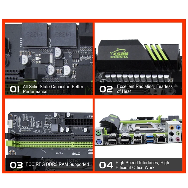PPYY-JINGSHA X79P LGA 2011 материнская плата 4-канальный DDR3 64 г ECC REG Оперативная память NVME M.2 USB3.0 SATA3.0 Поддержка Intel Ксеон E5 V1& V2