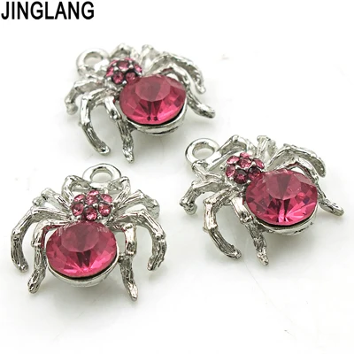 Pink JINGLANG,, подвески в виде паука, ювелирные аксессуары, DIY Подвески в виде насекомых, антикварные серебряные ювелирные изделия, 30 шт - Окраска металла: Pink