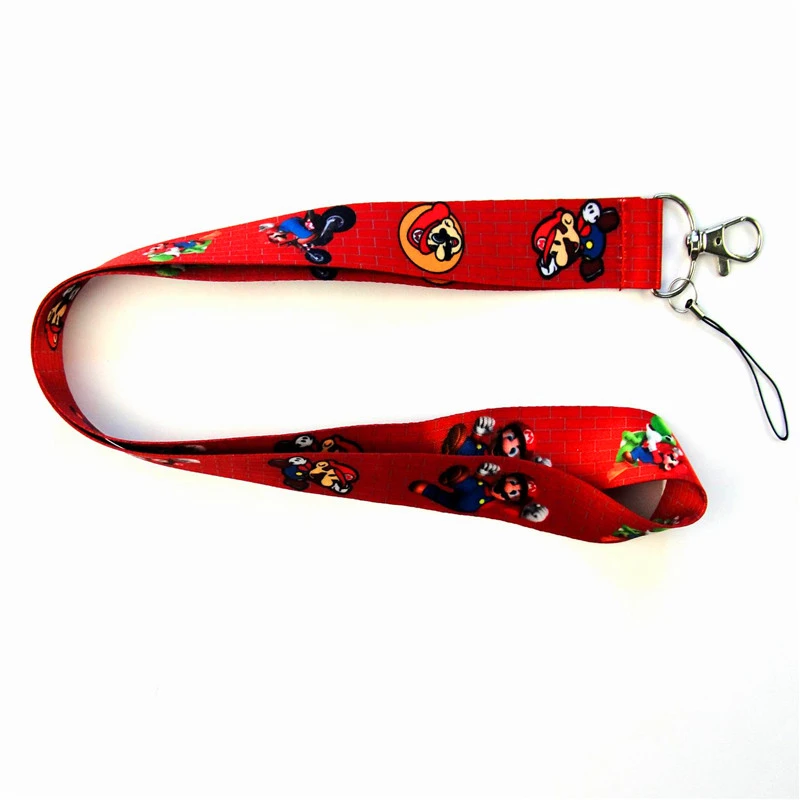 New cartoon pattern neck lanyard keychain ID card gym mobile phone belt USB badge clip DIY sling - Цвет: C