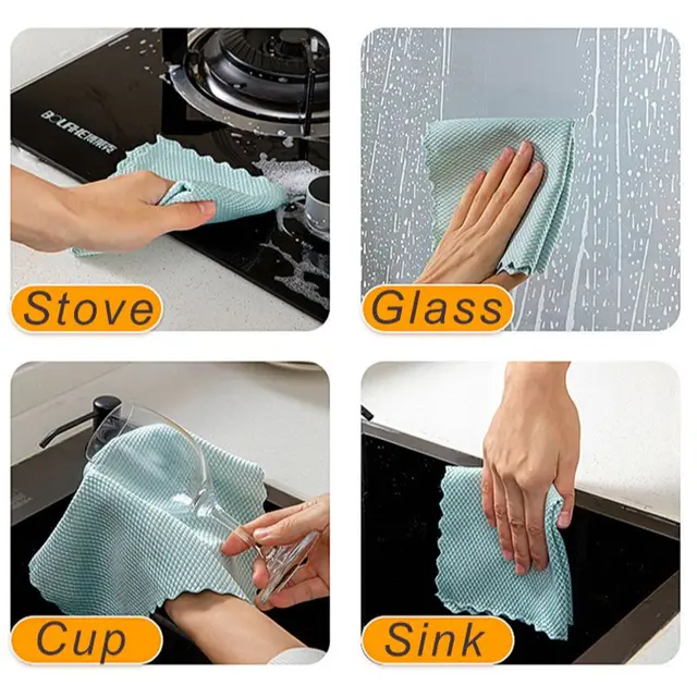 Efficient Glass Cleaning Towel MIrror Cleaning Cloth Absorbent Kitchen Towels 25x25cm Napkin for Glass Dish Washing  Wiping Rag 4