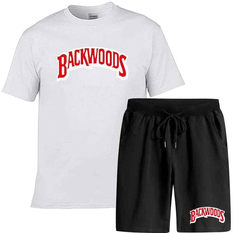 Комплект из двух предметов мужская летняя футболка топы короткие штаны фитнес