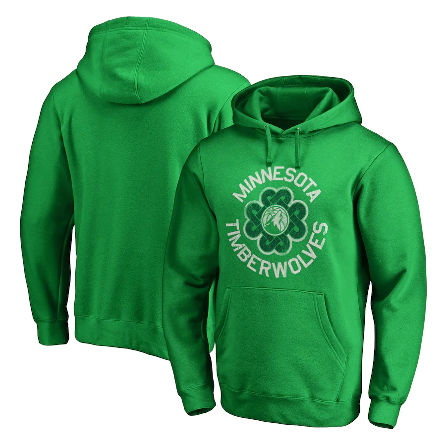 Men's Minnesota Sweatshirts Timberwolves Fanatics Branded Kelly Green St. Patrick's Day Luck Tradition Pullover Hoodie | Мужская