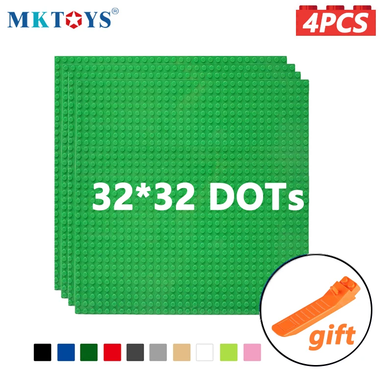

MKTOYS Base Plates Classic 32*32 DOTs 4PCS Set Building Block Baseplate Compatible with All Major Brands Bricks Plates