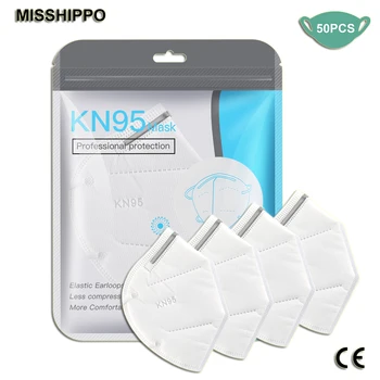

50 PCS KN95 Mask Dustproof Anti-fog Anti Spit Breathable Face Masks Fast Shipping FFP2 Mask Protective safety supplies