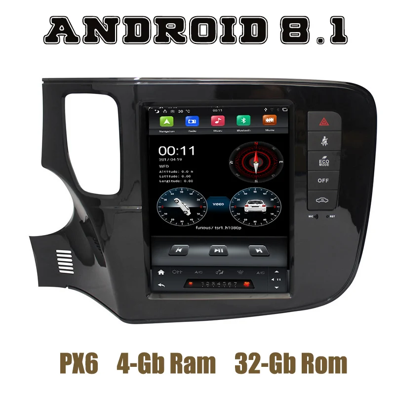 9,7 "ips экран PX6 Tesla стиль android 8,1 автомобильный проигрыватель с радио и GPS для mitsubishi outlander 2013-2017 с wifi usb 4 + 32G