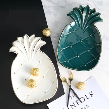 

Pineapple shape snack fruit plate Salad Dessert tray living room home storage plate creative ceramic tray decoration plate