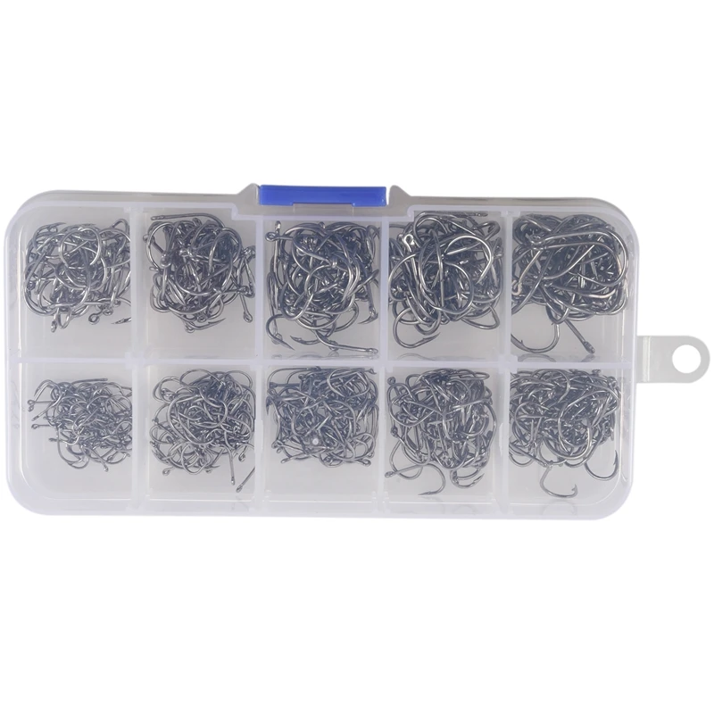 ABZB-500 X Fishing Hook Hook Hook Hooks Size 3 to 12 with Eye Box Case Black