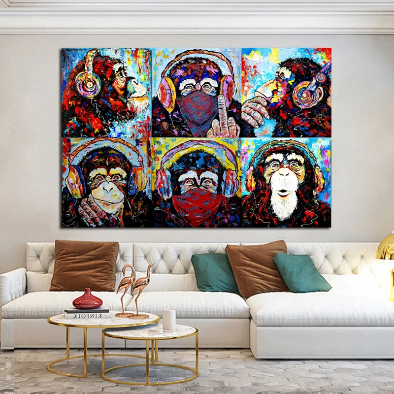 RELIABLI Art шесть обезьян гориллы постеры с животными холст картина для украшения