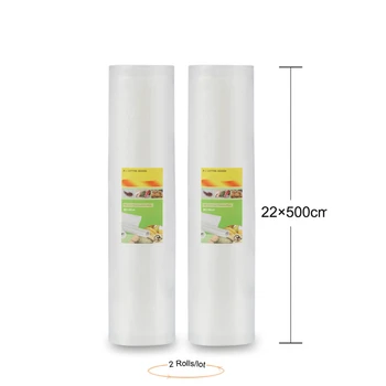 

2 Roll 22*500 CM Vacuum Bags for Food Storage Grain Transparent Vacuum Packer Food Bags Can be Cut 22*500cm for Packing Machine