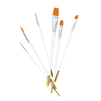 

6pcs/set Gouache Acrylic Nylon Art Supplies Wood Handles Paint Brush Set Reusable Manicure Oil Painting White Rod Watercolor