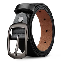 Fashion Men's Leather Belt All Match Trousers High Quality Genuine Leather Belts Simple Male Jeans Pin Buckle Black Waistband