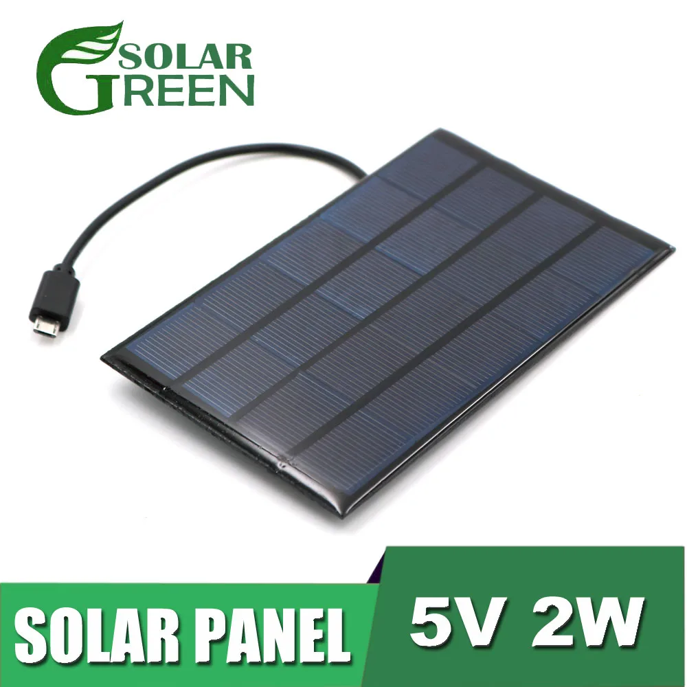 Панель солнечных батарей 2 Вт 5 в Micro USB Android зарядное устройство для панель быстрая