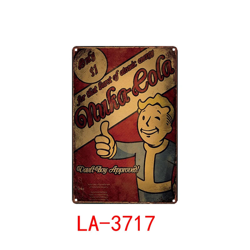 Fallout-металлические вывески, настенный плакат, доска, мотор, настенная живопись, старинный декор для бара, паба