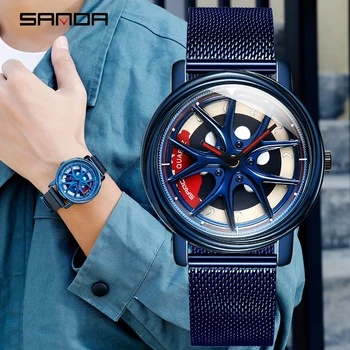 

Fashion Men Car Wheel Watch Creativity Magnet Clasp Quartz Watches Casual Racing Wheel Rotating Dial Clock Relogio Masculino