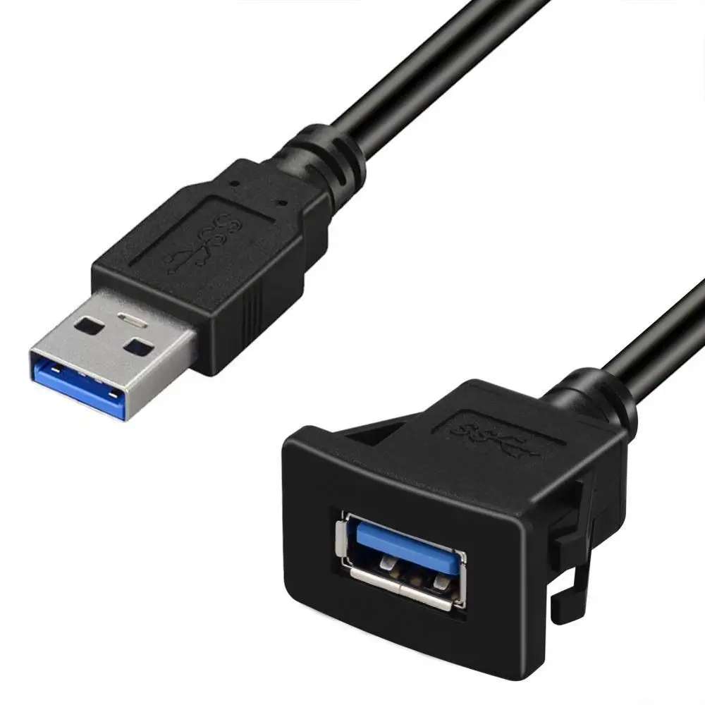Квадратный одиночный порт USB 3,0 панель заподлицо удлинитель с пряжкой для автомобиля грузовик лодка мотоцикл приборная панель 3 фута