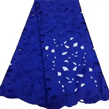 

(5yards/pc) high quality royal blue African laser cut chiffon lace fabric soft and comfortable for party dress FZZ932