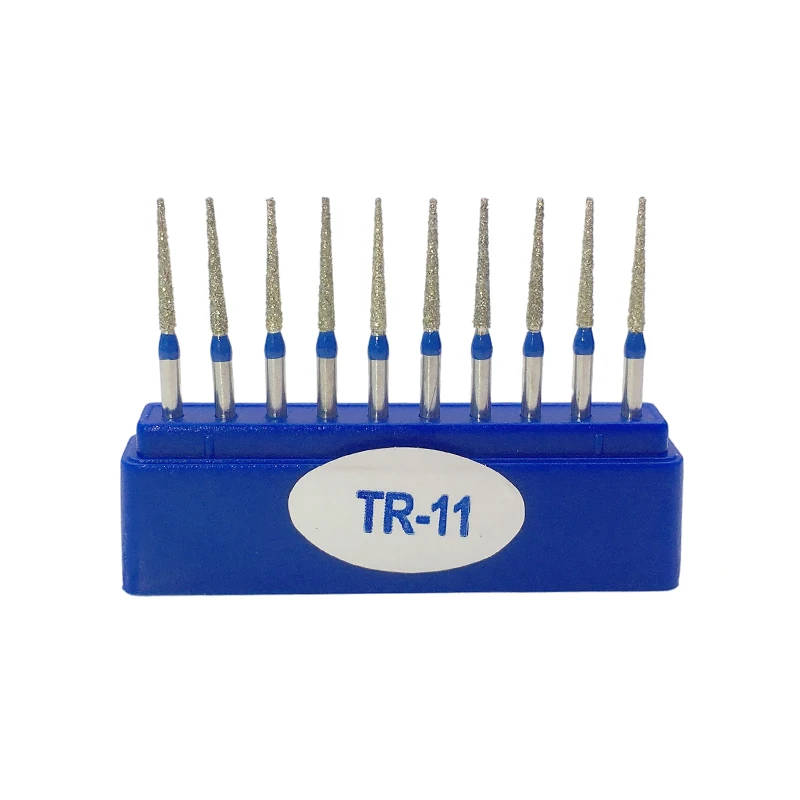 10Pcs/Box Dental Diamond Bur FG High Speed Burs TR SERIES for Teeth Polishing 1.6mm