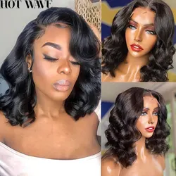 Short Bob Transparent Lace Front Wig Brazilian Body Wave Wigs For Women Human Hair Pre Plucked 13x4 Lace Frontal Human Hair Wigs