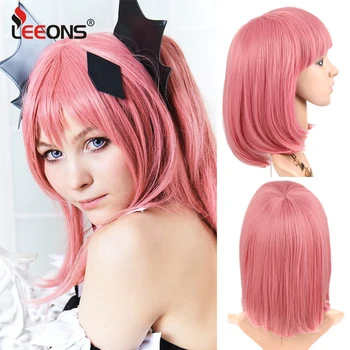 

Leeons Short Cosplay Wig Hallowmas Synthetic Short Bob Wigs With Bangs Straight Synthetic Cosplay Wigs For Women Heat Resistant