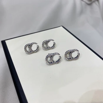 

S925 Sterling Silver Twist Stud Earrings European and American Female Charm Fashion Holiday Gift Free Shipping