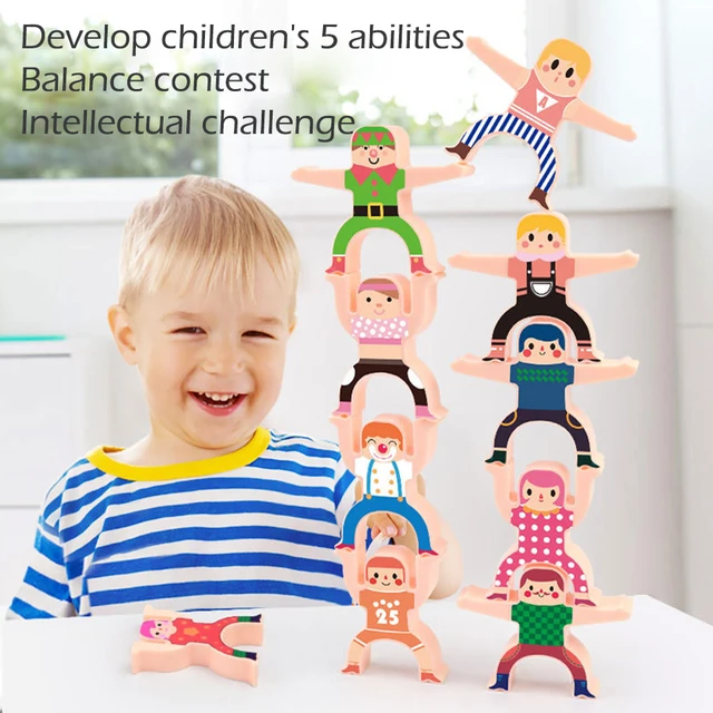 Seelaugh New Montessori Wood Balance Game Kids wooden Educational Toys For Children Wooden Toys Balancing Blocks for Baby Child 1