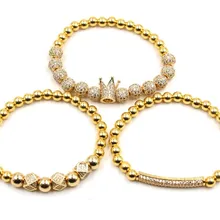 8 мм 3 компл./лот ghfr Серебряная Золотая Корона Медь micro pave cz Циркон кубического циркония браслет регулируется Шарм Макраме Браслеты