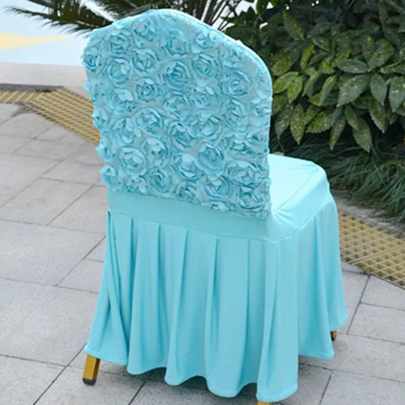 Tiffany Blue 50 шт. Белый Элегантный плиссированный спандекс роза цветок чехол на стул Чехлы для Swag Нижняя стрейч стул с розочками Чехлы для свадьбы - Цвет: Tiffany Blue