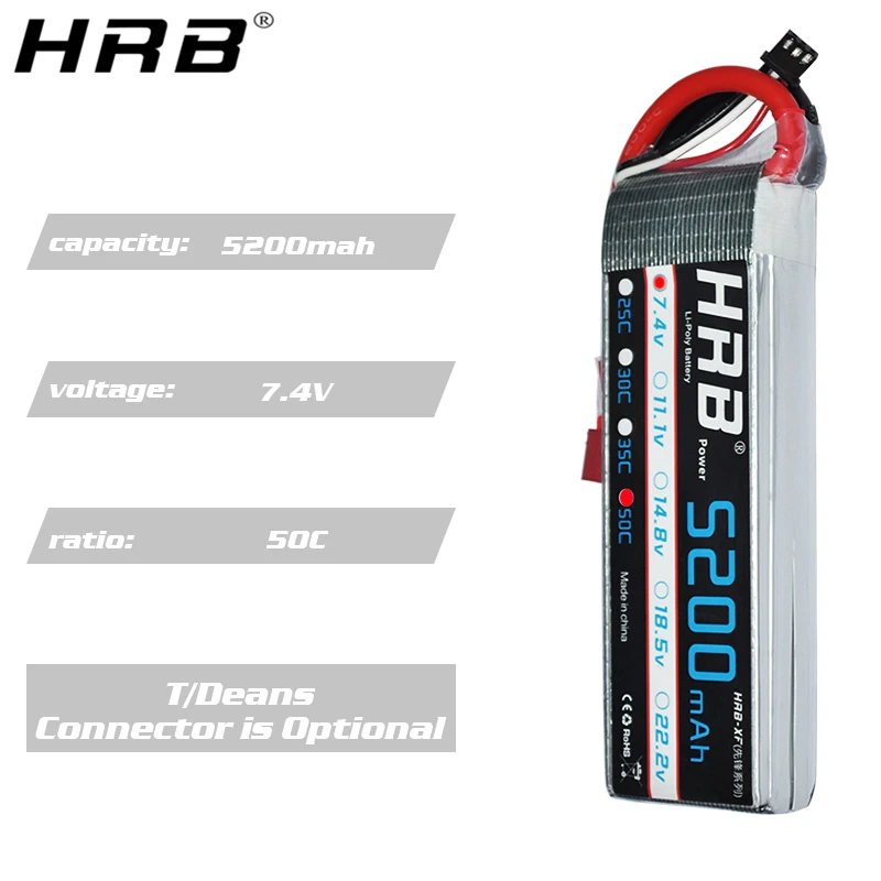 HRB 2S 7,4 V Lipo батарея 2200mah 2600mah 3000mah 3300mah 4000mah 5000mah 6000mah 8000mah 12000mah 16000mah T Deans RC части 60C