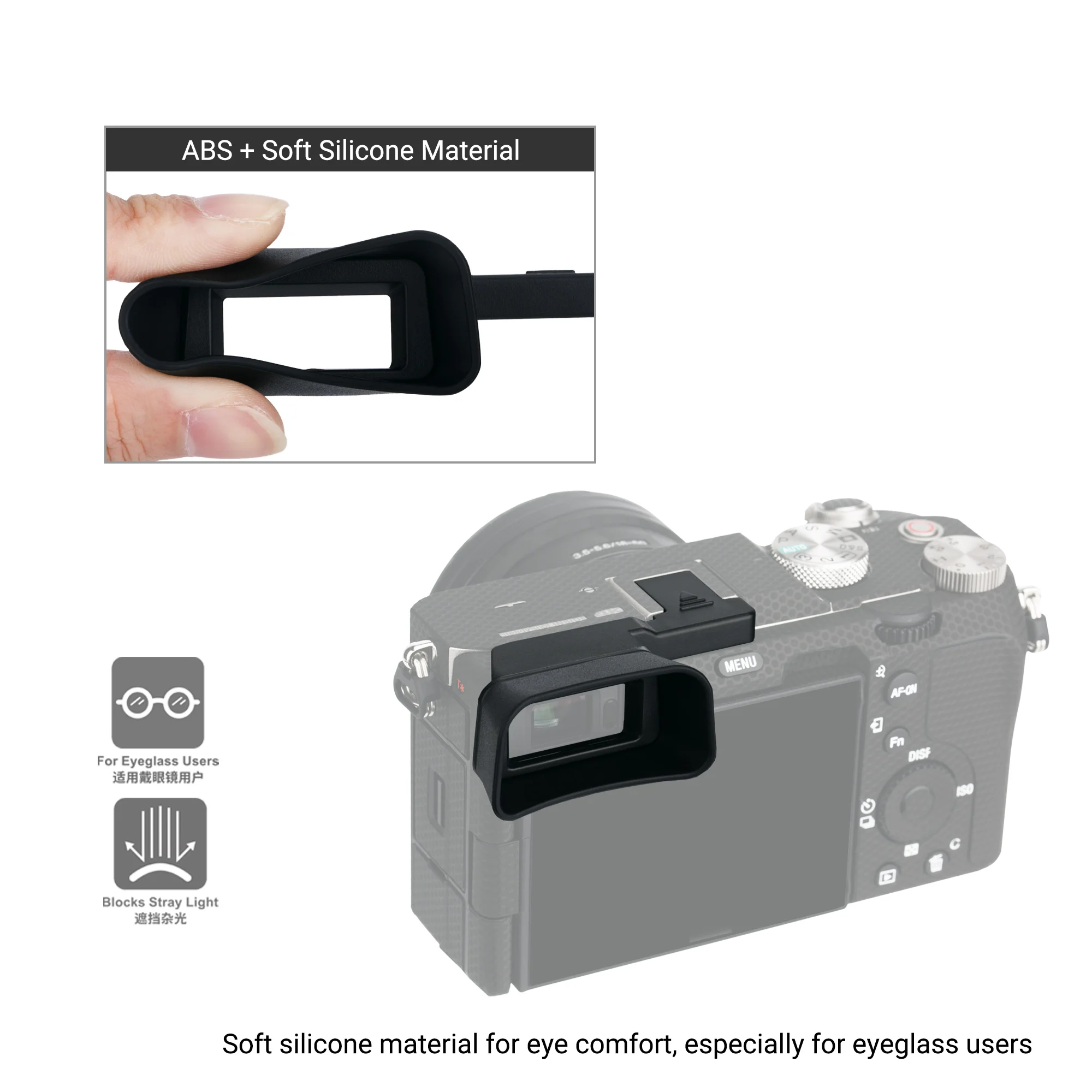 Weiche Silikon lange Kamera Augen muschel Sucher Augen tasse Okular Eye shade für Sony Nikon Canon Fujifilm spiegellose DSLR-Schutz – Detail 6