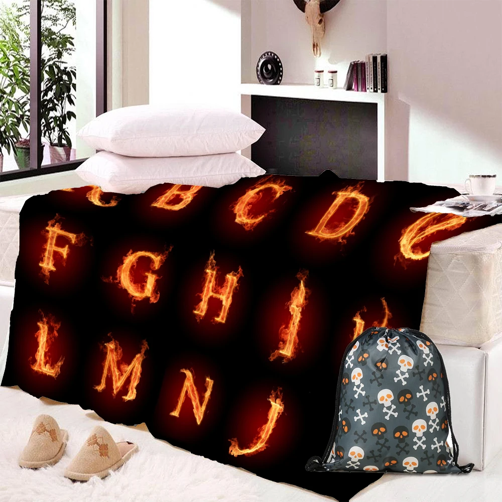 

Flame Alphabet Fleece Blanket Letters Russian Throw Blanket for Teens Kids Bedding Cartoon Animal Planet Mantas