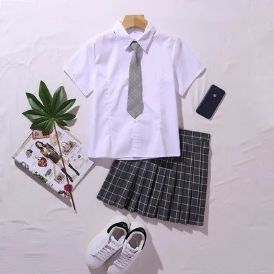 Японская школьная форма seifuku, плиссированная юбка, полный комплект, jk Студенческая однотонная школьная форма для девочек, косплей, юбка, школьное платье - Цвет: color6