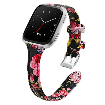 

New Arrival For Fitbit Versa Wristband Wrist Strap Watch Band For Fitbit Versa Watchband Replacement Floral Pattern Leather Band
