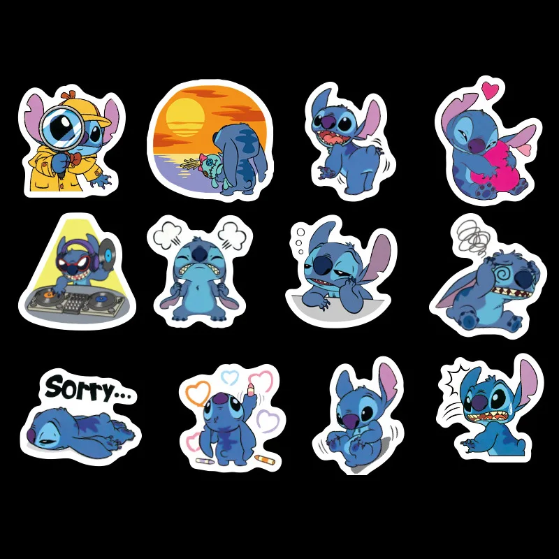 12sets Stitch 50pcs/set cartoon anime fans funny decals scrapbooking diy stickers decoration phone laptop waterproof accessories