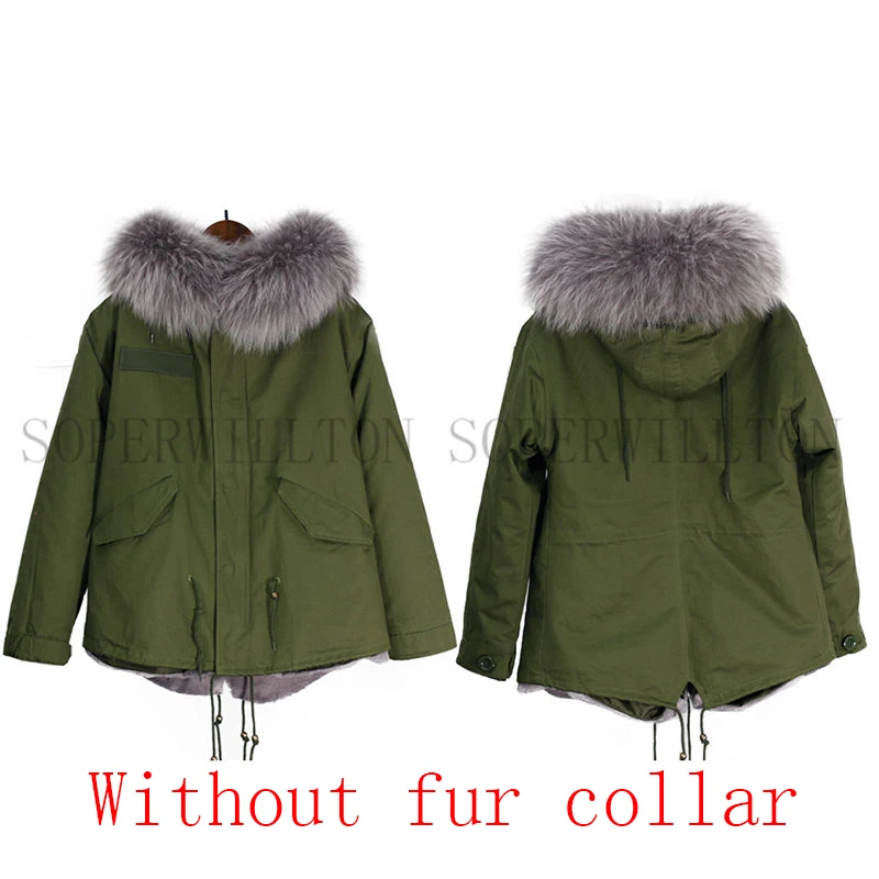 Without Fur Grey Качественная плотная теплая Новинка, зимняя куртка, женские парки, пальто, большая женская куртка на меху, пальто с воротником и капюшоном, модный топ - Цвет: Without Fur Grey