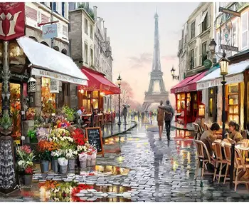 

Frameless Europe City Street DIY Painting By Numbers Home Decoration Handpainted Abstract Oil Painting For Living Room Artwork