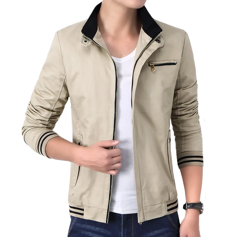 

Men's baseball collar fashion simple loose jacket / 2019 spring and autumn new Plus size casual stitching cotton coat