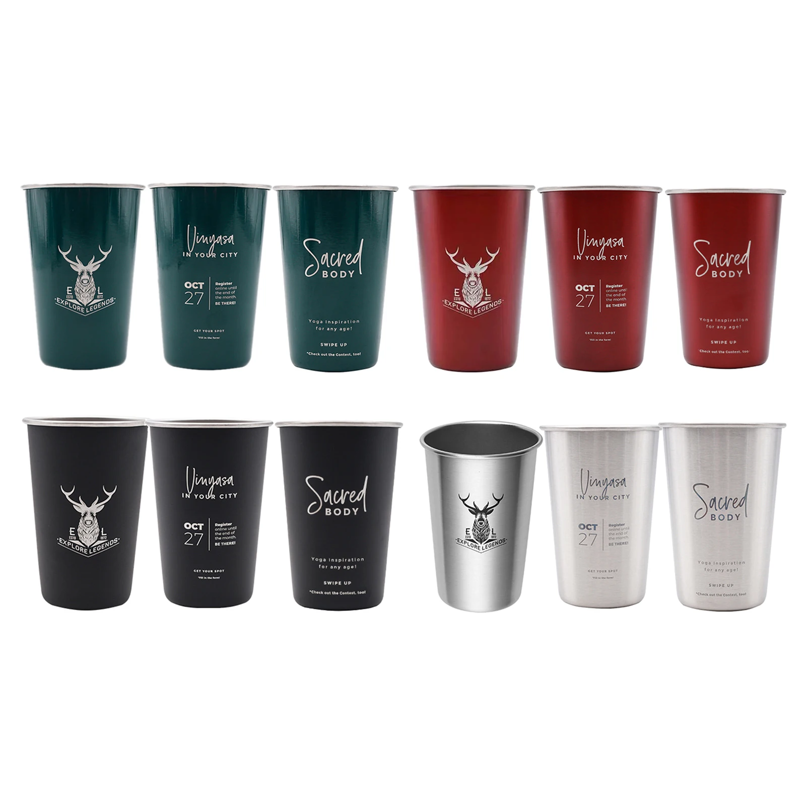 500ml 304 Stainless Steel Cold Drinks Smoothies Beer Mug Cup Household