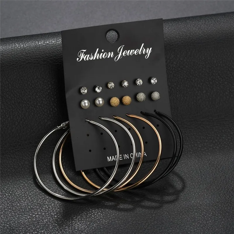 LETAPI новые наборы сережек золотого и серебряного цвета маленькие большие круглые серьги для женщин серьги с искусственным жемчугом - Окраска металла: 62684